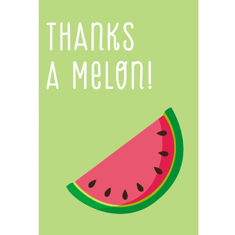 Tree-Free Greetings - Thank You Cards - Artful Designs - 12 Cards + White Envelopes - Made in USA - 100% Recycled Paper - 4 x 6 - Thanks a Melon (TK30404) - Image 1